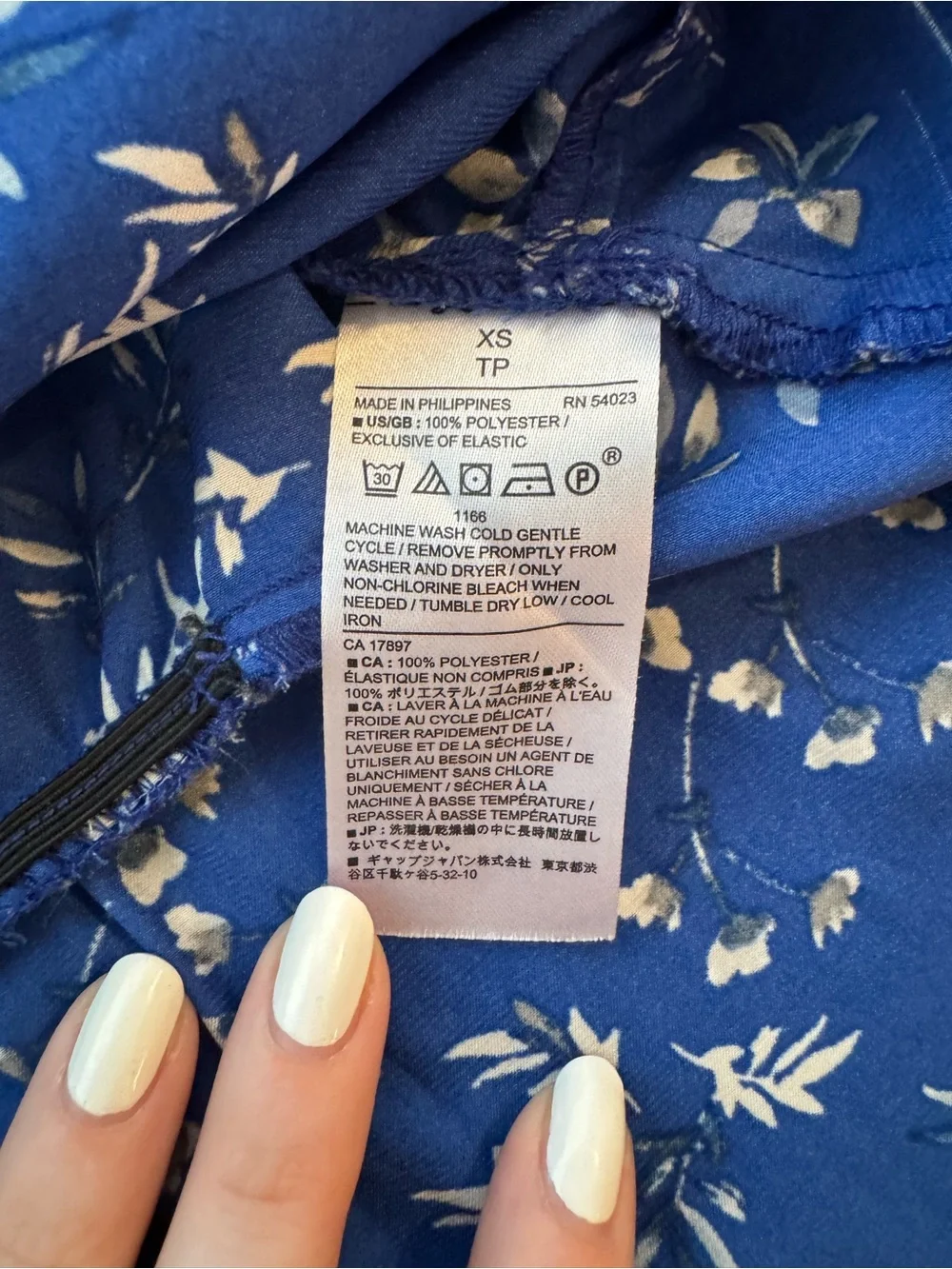 Banana Republic Cobalt Blue Floral Puff-Sleeve Button-Front Blouse